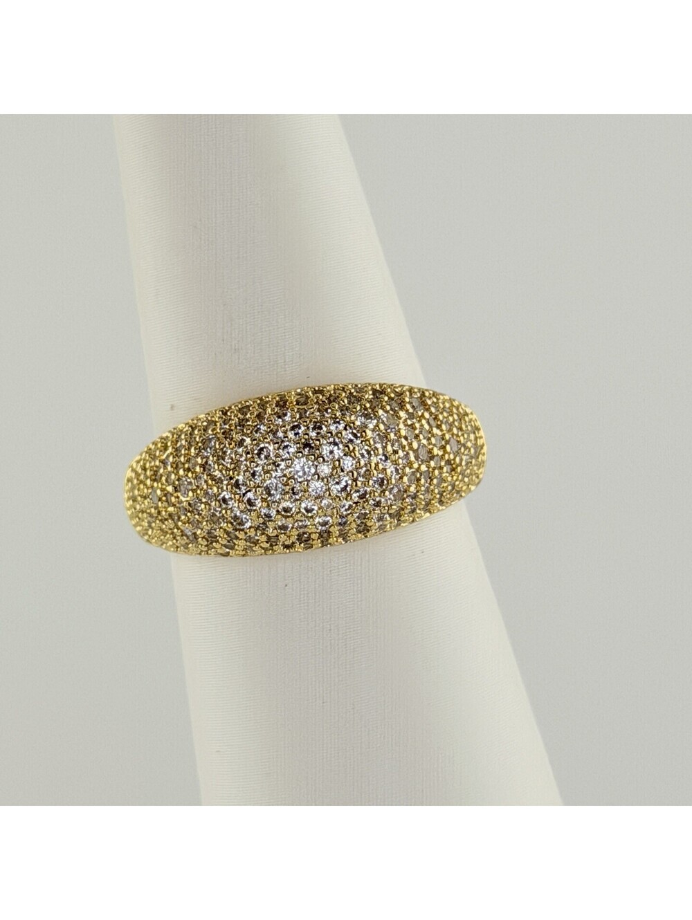 Bomb Party Pave Ring Sz 9 "I’m That Girl" Clear CZ on Yellow Gold